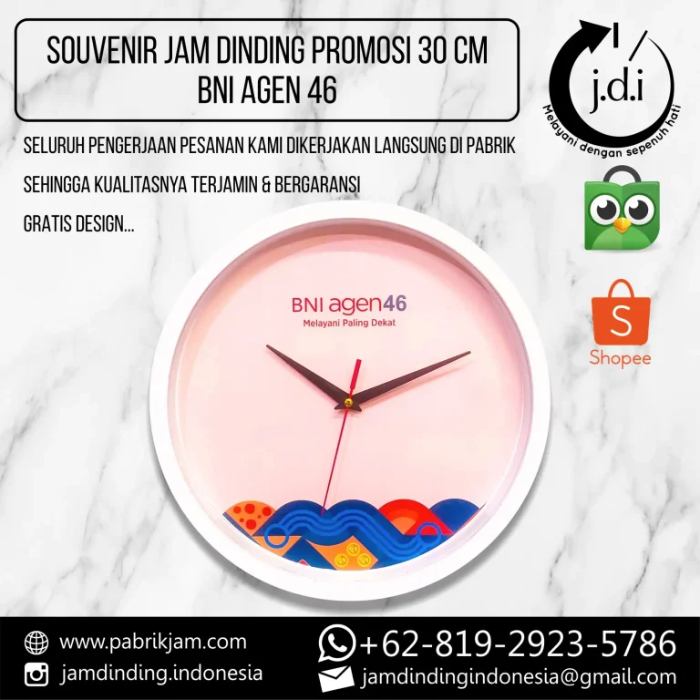Jam dinding custom jam BNI Agen46 30cm dari https://pabrikjam.com