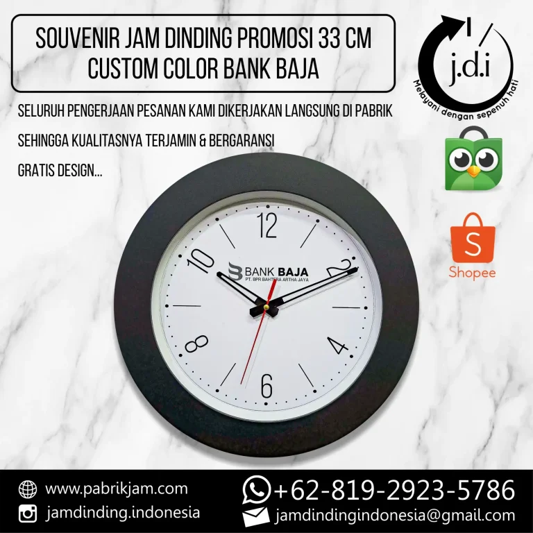 Jam bpr baja 33cm custom logo Bank Baja souvenir dari https://pabrikjam.com