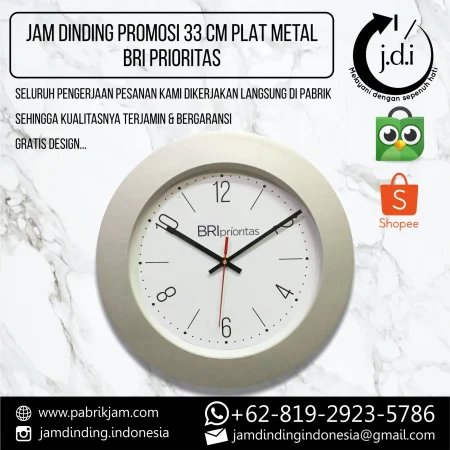Jam dinding BRI PRIORITAS 33cm elegan logo custom eksklusif https://pabrikjam.com