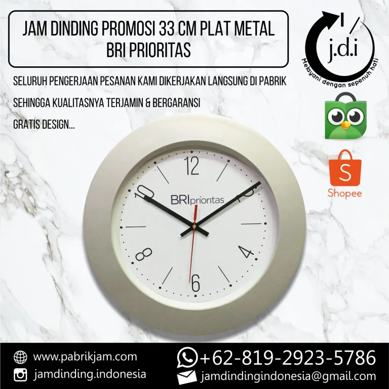 Jam dinding BRI PRIORITAS 33cm elegan logo custom eksklusif https://pabrikjam.com