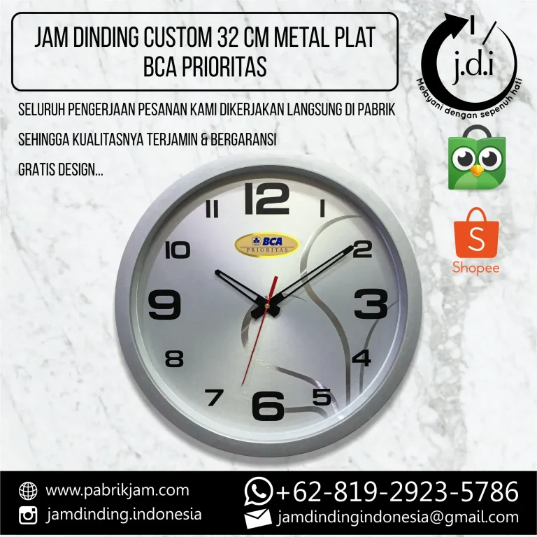 Jam bca prioritas custom 32cm metal dial eksklusif untuk souvenir nasabah prioritas | https://pabrikjam.com