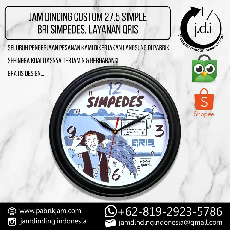 Jam Dinding Simpedes BRI custom untuk promosi branding https://pabrikjam.com