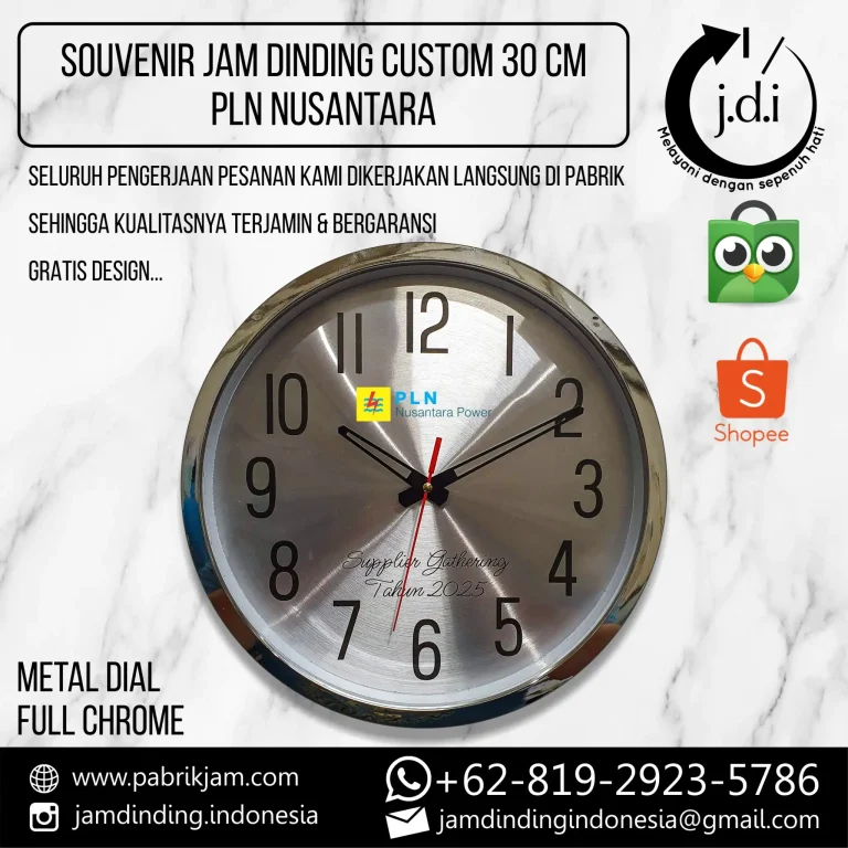 JAM PLN NUSANTARA souvenir custom metal chrome pesan di https://pabrikjam.com