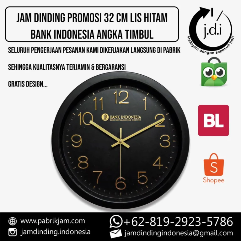 jam dinding custom logo Bank Indonesia 32cm angka timbul https://pabrikjam.com